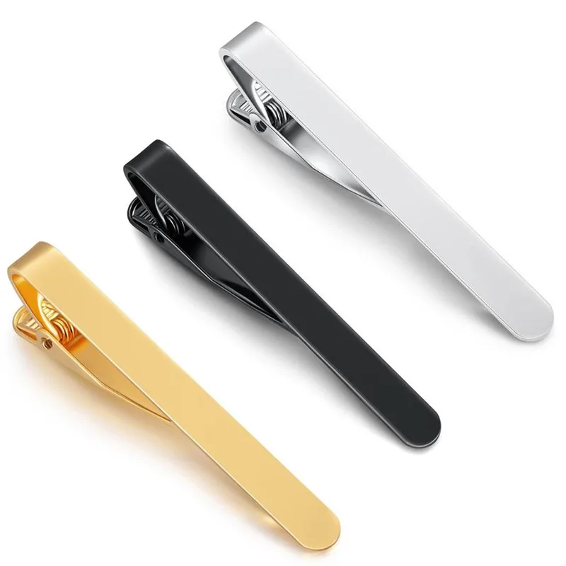 

Men Fashion Tie Clip New High Quality Electroplated Gold Black Silver Business Necktie Clip Pin Suit Accessories Jewelry Gifts