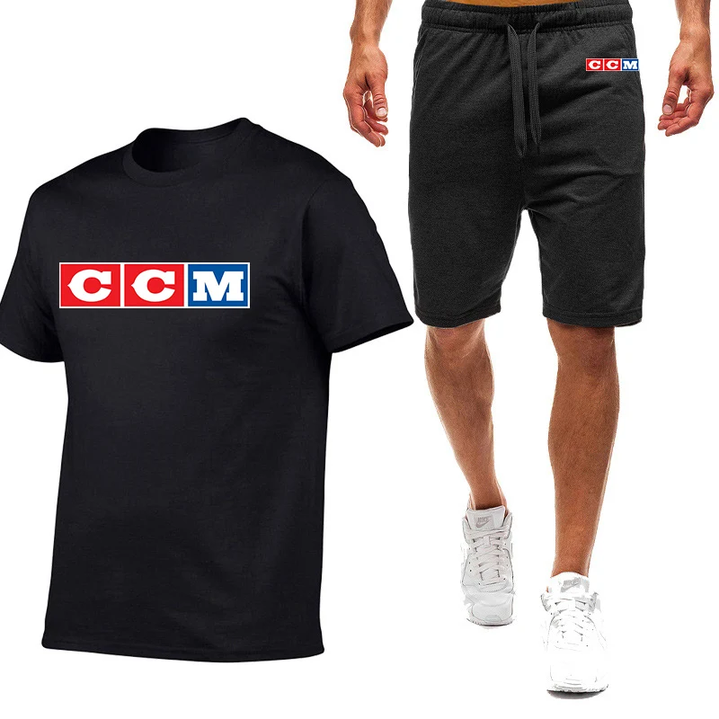 

2022 Men's New CCM Printing Fashion Short Sleeve Summer Harajuku Hip Hop TShirt Cotton Leisure T Shirts Shorts Suit