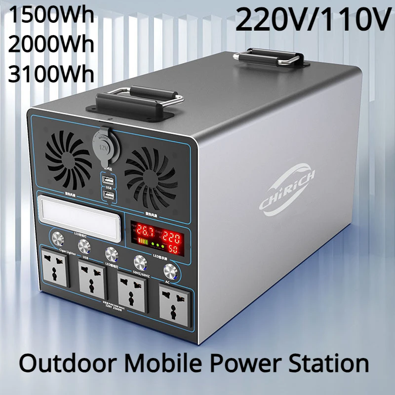 

1500W Portable Power Supply Station 840000mAh 3100Wh Solar Generator Battery Pack USB DC AC 110V/220V Output for Outdoor Camping