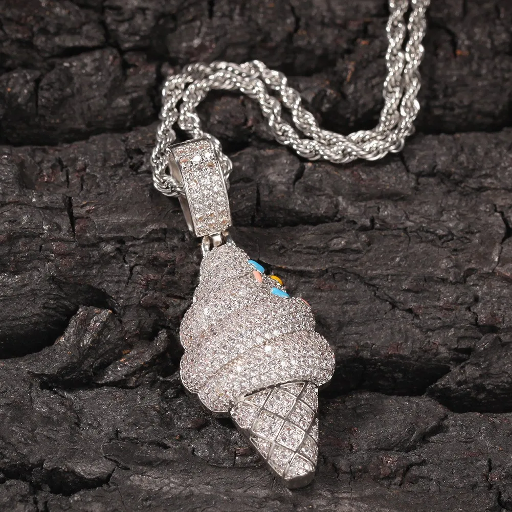Фото Дюжина уникальный стиль Iced Out Bling кулон ожерелье Mirco Pave Зубец установка Мужчины Женщины Мода Хип-Хоп Ювелирные Изделия BP075 №3