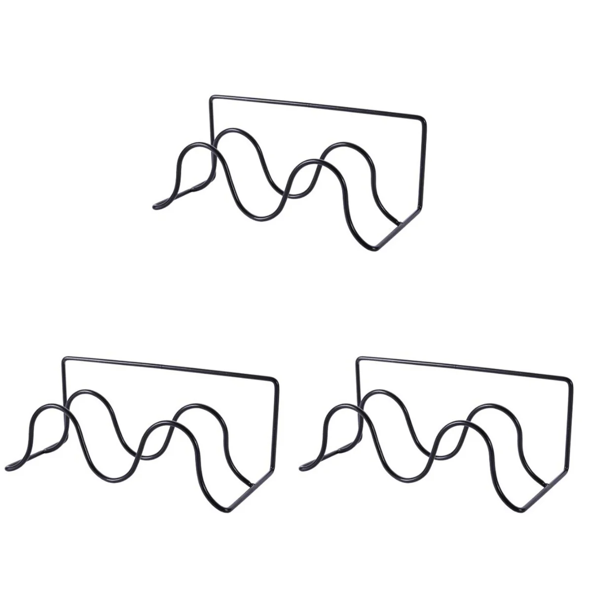 

3pcs Double-layer Shoes Rack Wall Mount Slippers Hanging Shelf Slipper Storage Organizer (Black)