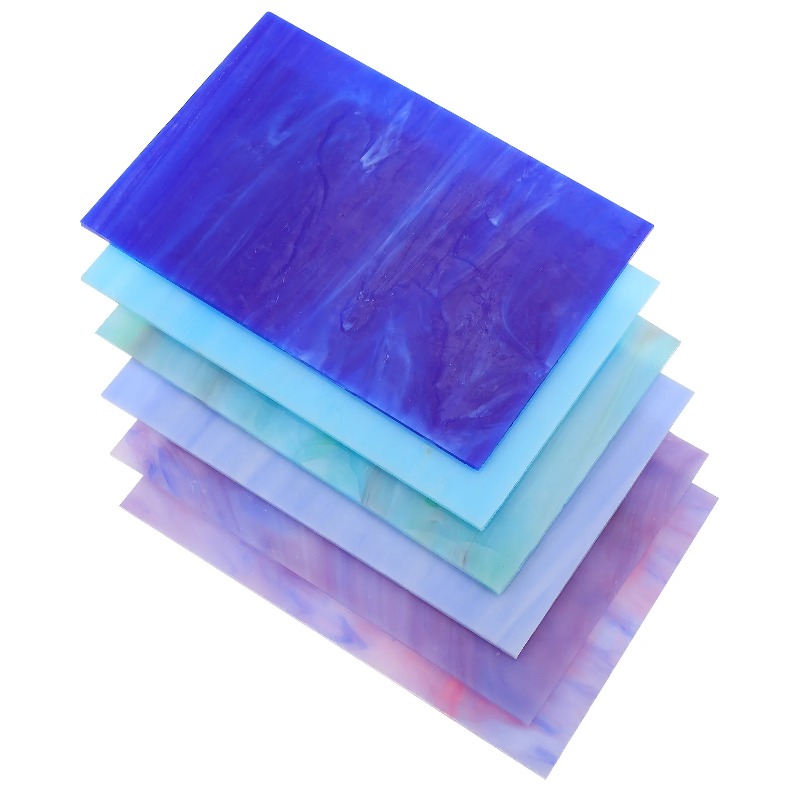 

6 Pcs Colored Mica Flakes Clear Glass Plates Mosaic Cathedral Stained Crafts Student