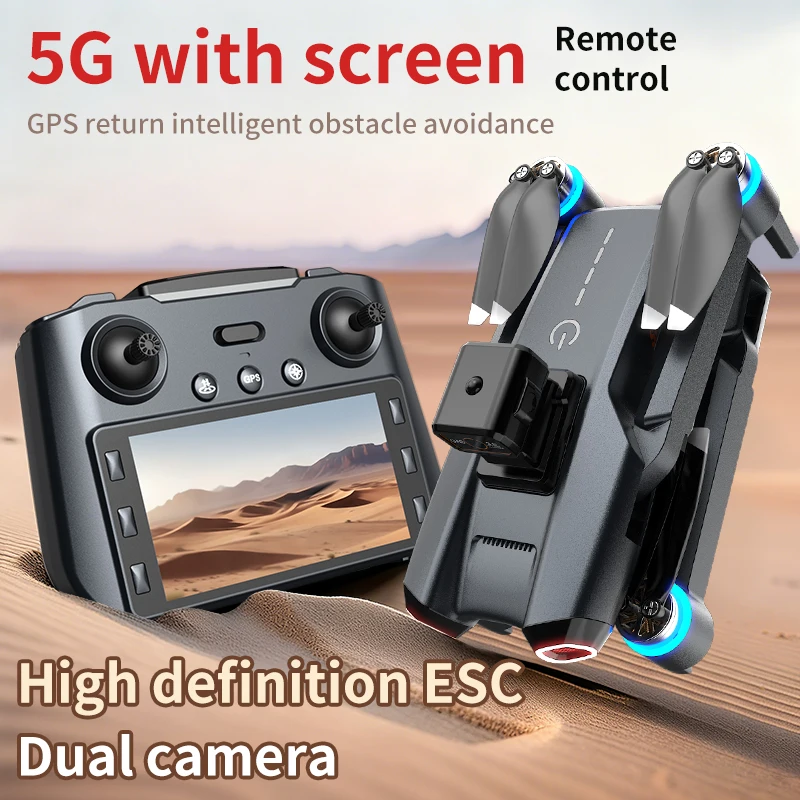 Фото Профессиональный дрон 814 с камерой 4K HD, GPS-возвратом, пультом управления с экраном 4,5 дюйма, бесщеточным двигателем, квадрокоптер для начинающих, подарок для детей №2