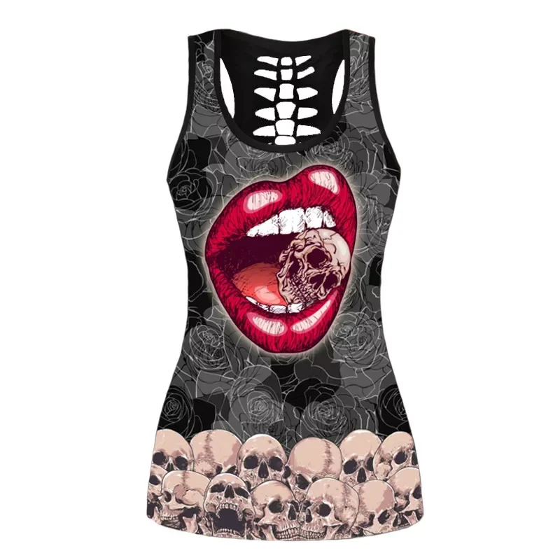 

2022NEW New Summer Goth Graphic Sleeveless T Shirts Mouth Skeleton Y2k Tees Tops for Women Plus Size Harajuku Punk Grunge Tshirt