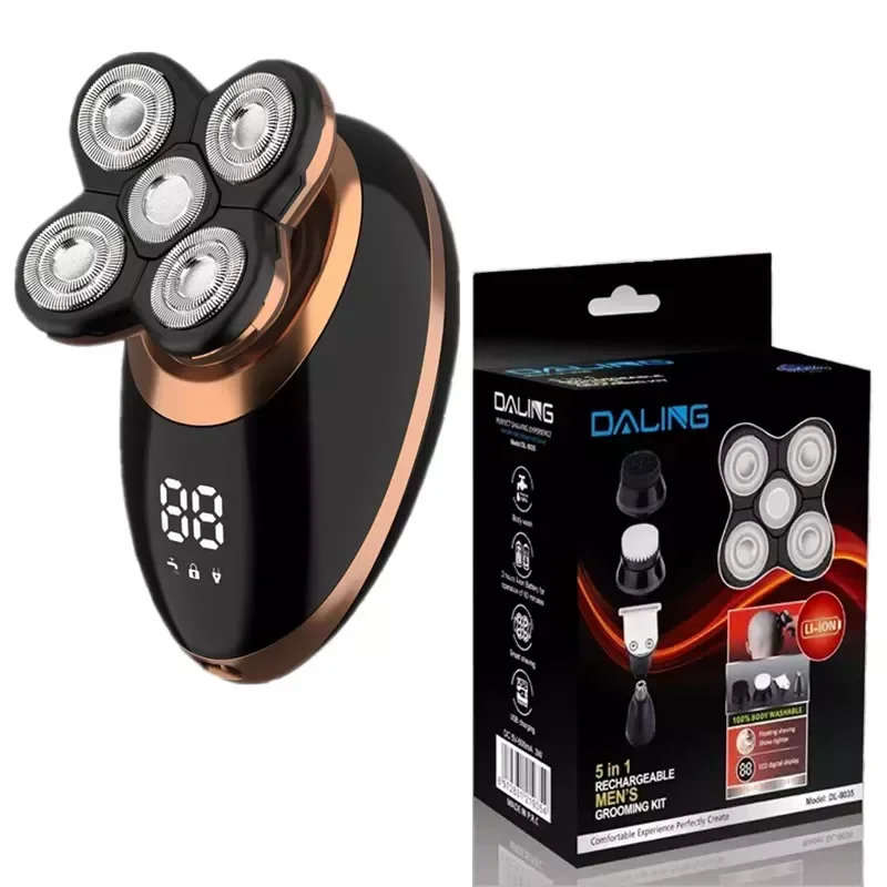 

В комплекте для ухода, бритва для влажного и сухого бритья для мужчин, триммер для бороды и волос, перезаряжаемая машинка для бритья лица, usb, ...