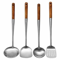 kitchen utensils wok spatula iron and ladle tool set spatula for stainless steel cooking equpment kitchen accessories essentials
