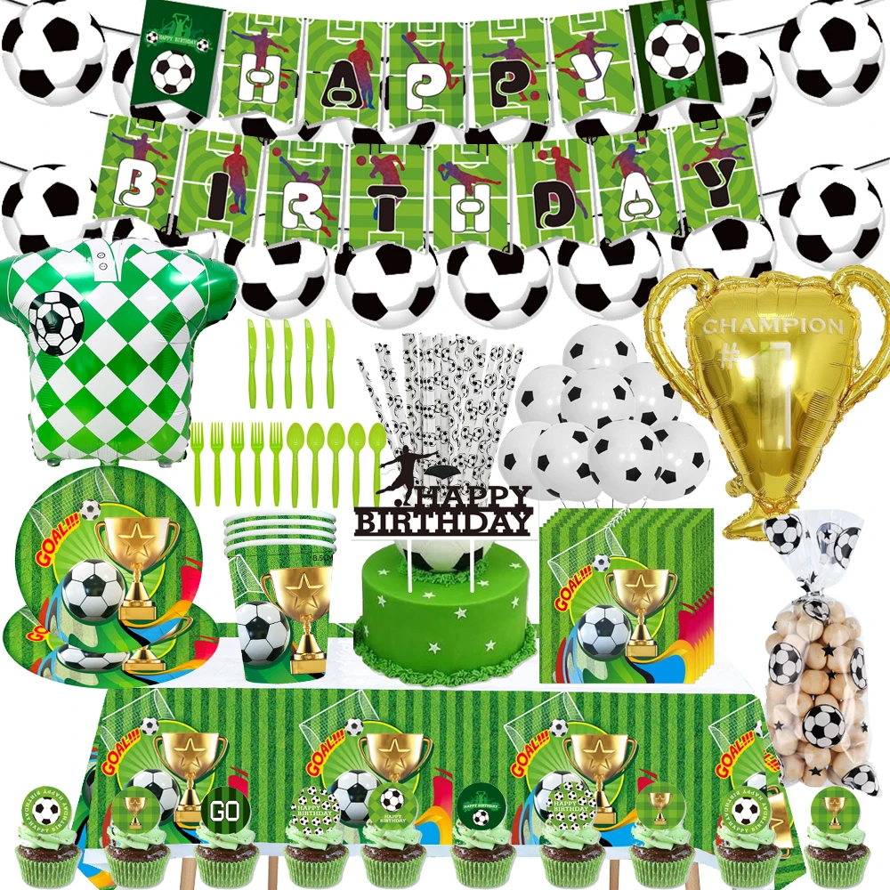 Football Sport Birthday Party Supplies Paper Plates  Cups Balloons Sets Baby Shower Soccer Theme Cake Topper Decorations