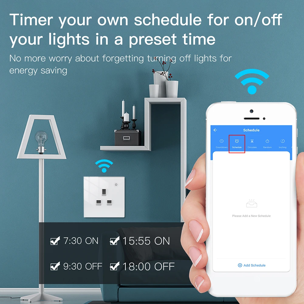 

Smart Tuya WiFi Wall Socket with Timer 16A Remote Control Glass Panel Smart Outlets Power Monitor Works with Google Home Alexa