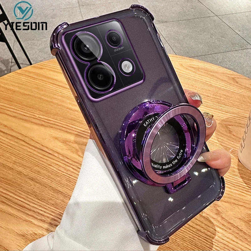 Магнитная подставка прозрачный противоударный чехол для телефона Redmi Note 13 4G/Note Pro