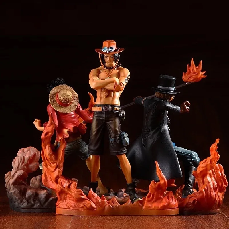 

3-piece One Piece Animation DXF Luffy Ace Sabo One Piece Three Brothers Group Force Model Statue PVC Hand Decoration Toy