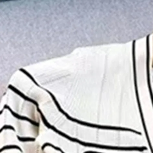 Women Knit Midi Dress Stripes Ruffles V-neck Single Breasted Slim Flared Sleeve Ladies Robe 2023 Spring New