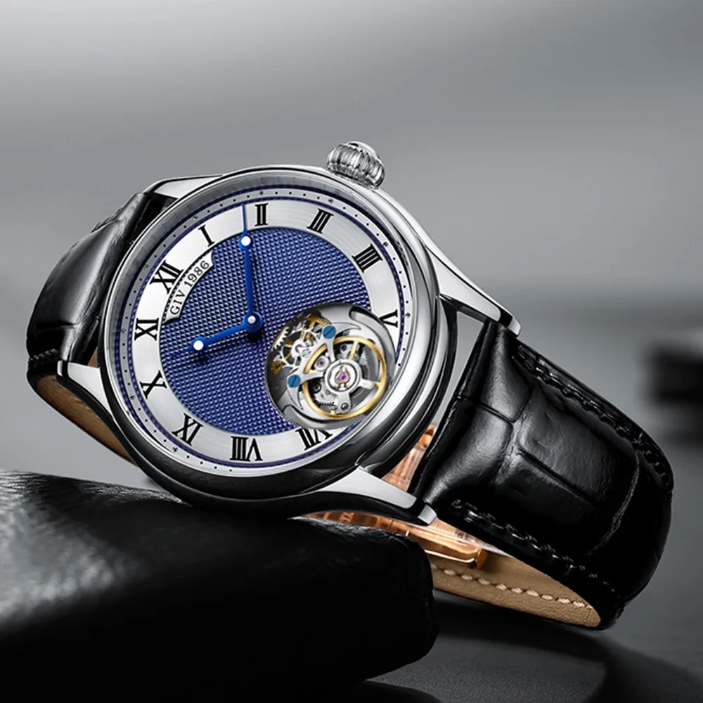 

GIV Classic Tourbillon Mechanical Wristwatches Brand Luxury Real Tourbillon Watch Men Skeleton Sapphire Waterproof reloj hombre