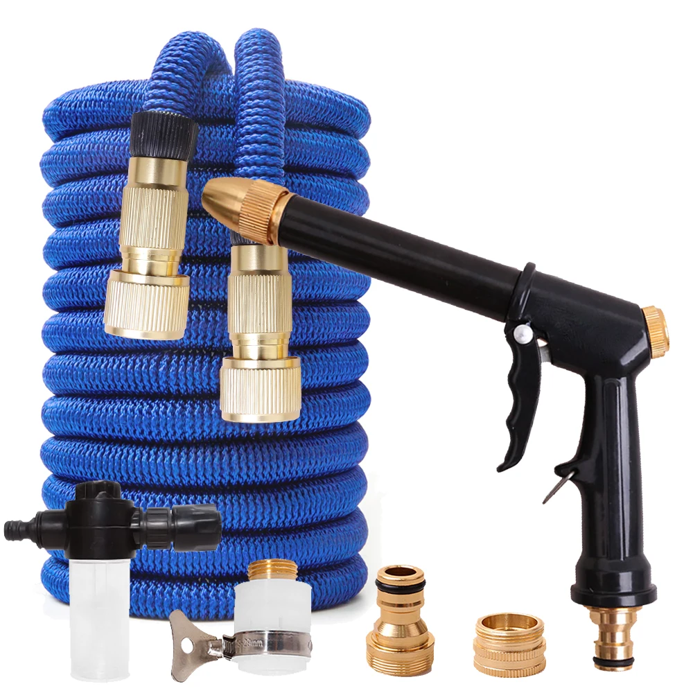 Garden Hose Set with Expandable Water Injector Magic Garden Hose Sprayer Hose High Pressure Watering Hose Car Wash Gun Sprayer