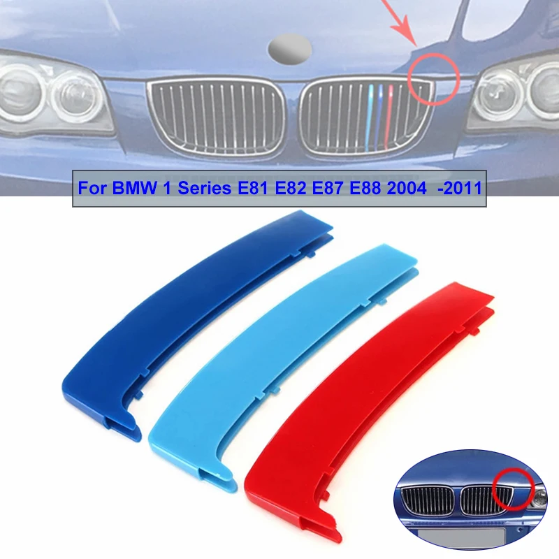 

3D Sport Grille Grill Cover Clip Trim M Style 2 Style For BMW 1 Series E81 E82 E87 E88 2004 2005 2006 2007 2008 2009 2010 2011