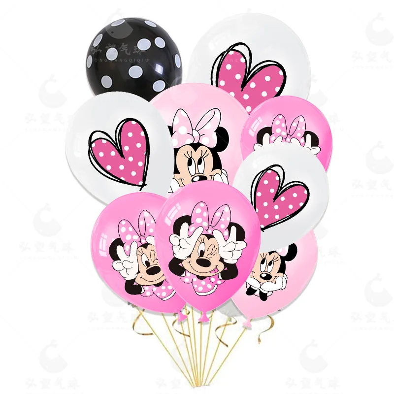 

10/20pcs Pink Minnie Mouse Balloon Happy Birthday Girl Balloon for Kids Girls Room Background Birthday Party Decor Baby Shower