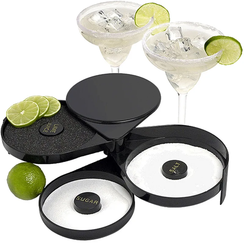 

Cocktail Tool 3 Tier Bartender Margarita ABS Rotating Bartender Rimming Station Practical Lime Juice Sugar Bar Glass Salt Rimmer