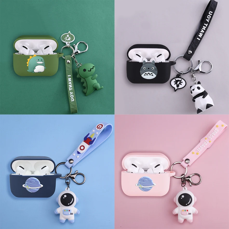 

Cartoon Dinosaur Cases For QCY T10 Wireless Bluetooth Earphone Silicone Protective Cover for qcyt10 qcyt11 with keychain case