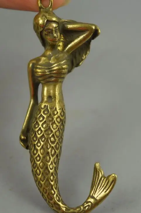 

Decorate Fine Collect Chinese Tibet Copper Carve Noble Mermaid Rare Pendant