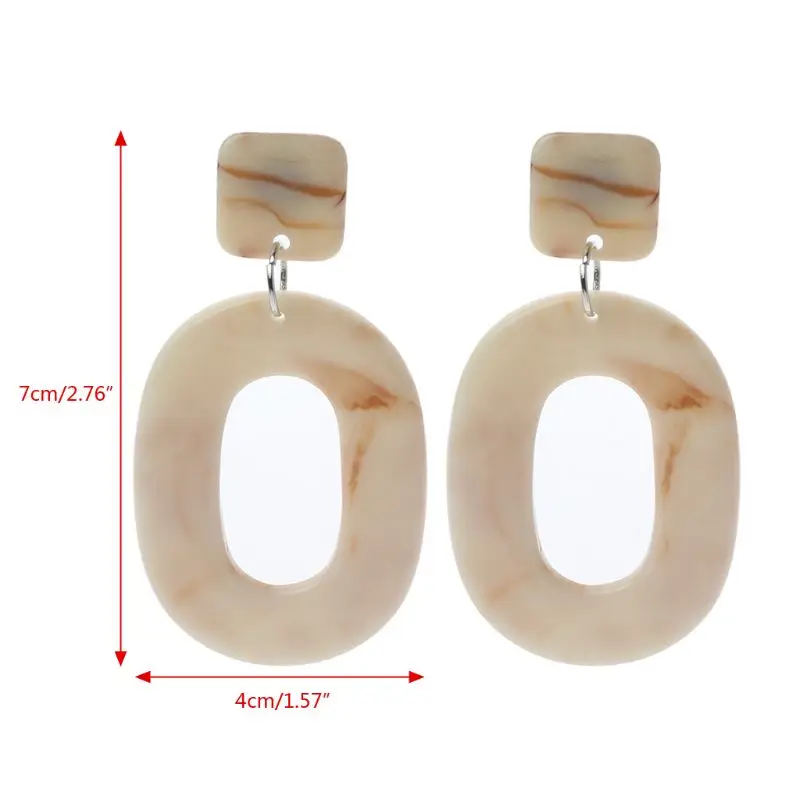 

Tortoiseshell Oval Geometric Acetic Acrylic Statement Drop Earrings for Women 264E