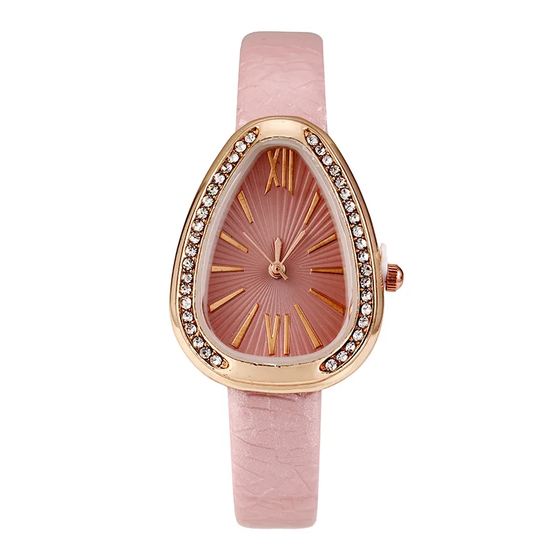 Europe and America hot serpentine diamond-encrusted Roman watch case female female quartz watch casual trend leather watch to se