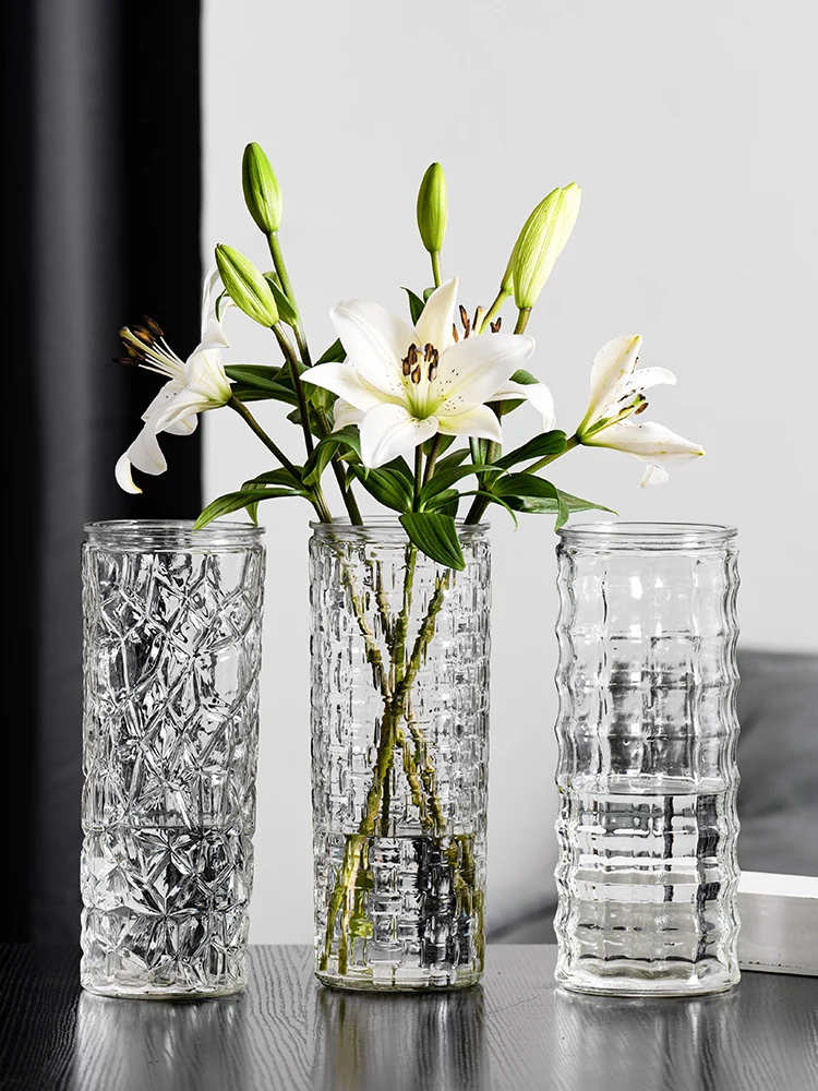 

Nordic Creative Extra-large Glass Vase Simple Rich Bamboo Rose Lily Home Living Room Flower Arrangement Ornaments Ins Glass Vase