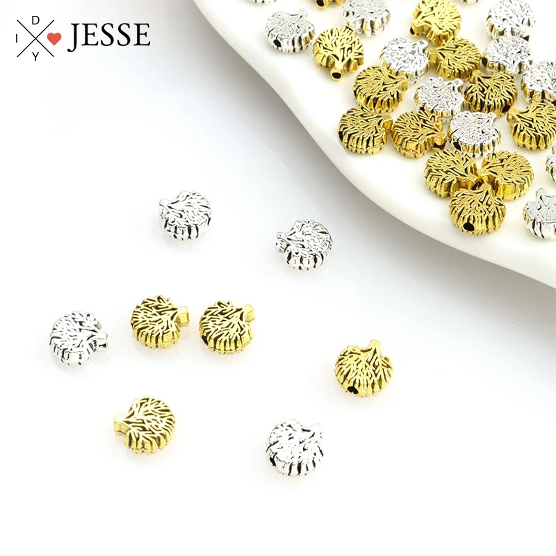 

40pcs Tree of Life Spacer Beads Antique Gold/Silver Plated Small Hole Loose Bead Jewelry Findings DIY Bracelet Craft Accessories