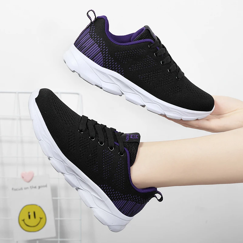 Women's Sneakers Breathable Running Shoes Lace Up Lightweight Outdoor Casual Sneakers Comfortable Soft Walking