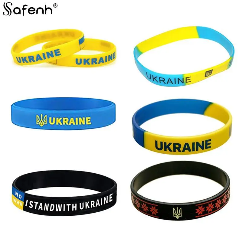 

1PC Rubber Soccer Ukraine Country National Flag Wristband Yellow Football Sport Elastic Silicone Bracelets&amp Bangles Gifts