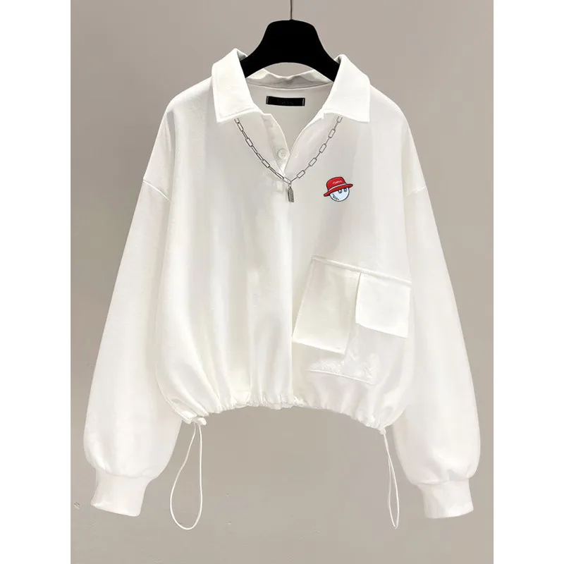 

Golf Jacket Women's Lapel with Waistband Golf Loose Cotton Jacket Women's 2023 Spring and Autumn Korean Casual Jacket