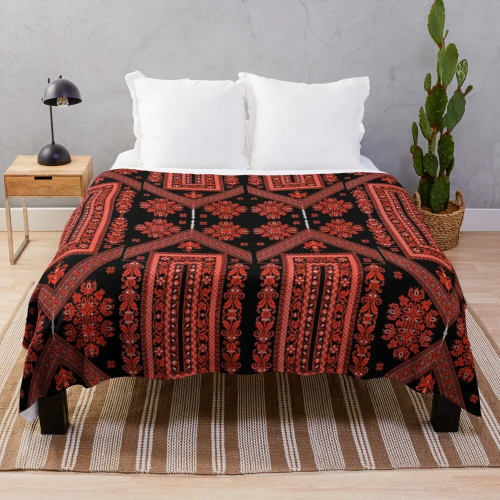 

Palestinian Embroidery Boxes Throw Blanket cotton sofa throw