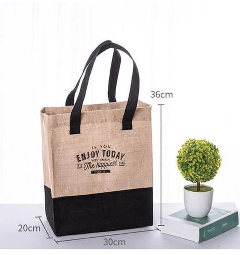 Женская сумка для пляжа и шопинга Vintage Ladies с надписью из льна, большой вместительности и кэжуал стиля.