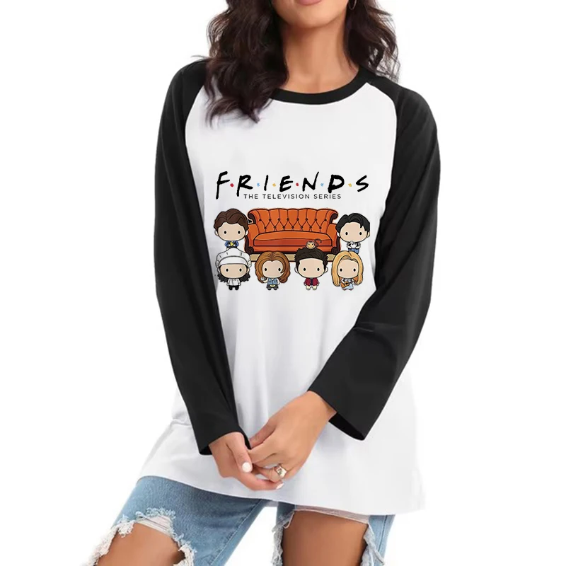 Funny Friends Long Sleeve T Shirt for Women Men Letter Gothic T-shirt Mange Tees Tops Tv Show Harajuku Tshirt Clothes