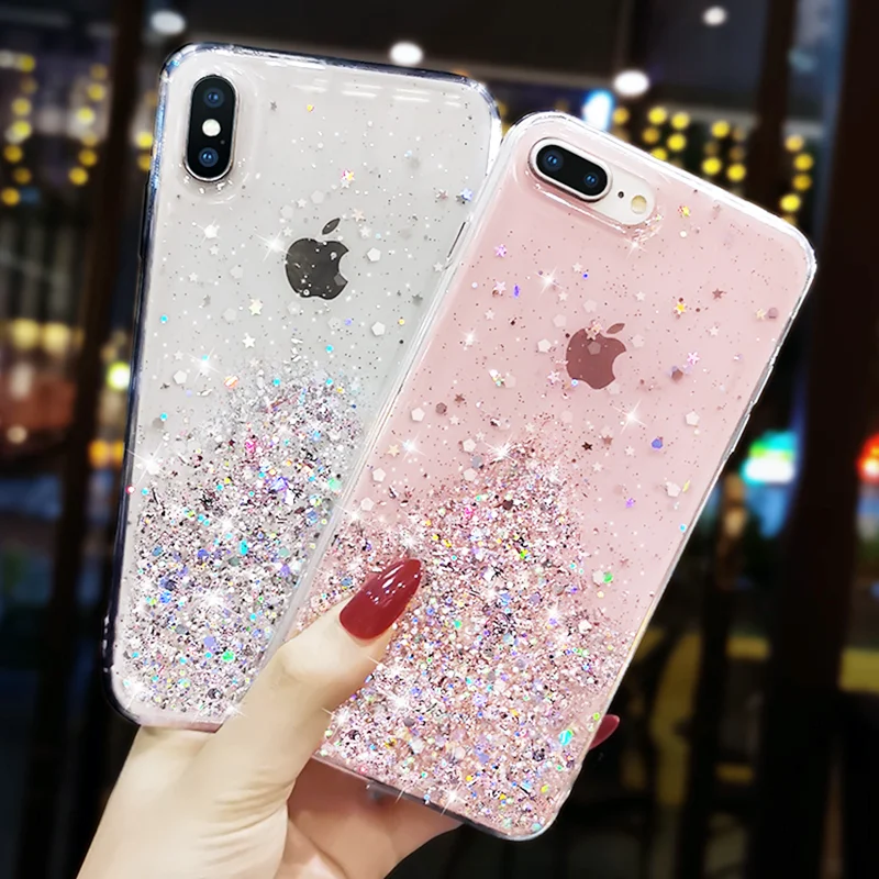 

Роскошный градиентный блестящий чехол со звездой для iPhone 13 12 11 Pro Max X Xs Max XR iPhone 6 6s 7 8 Plus 12 Mini, мягкий прозрачный чехол из ТПУ