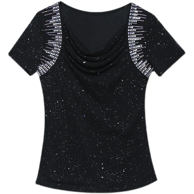 Женская футболка с коротким рукавом V-образным вырезом |