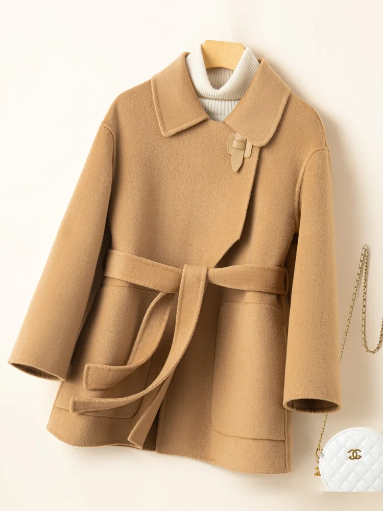 2024 популярное высококачественное двустороннее шерстяное пальто кашемировое