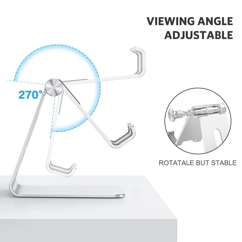 OMOTON C2 Adjustable Cell Phone Stand Aluminum Creative Lazy Dock Support Bracket Mobile Phone Holder Table Mount Universal Grip