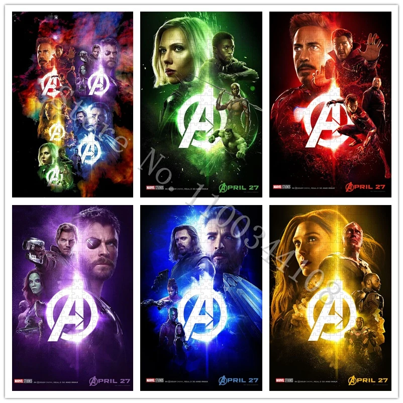 

Marvel The Avengers Jigsaw Puzzles for Adults 300/500/1000 Pieces Disney Movies Wooden Puzzles Parent-Child Interactive Game Toy