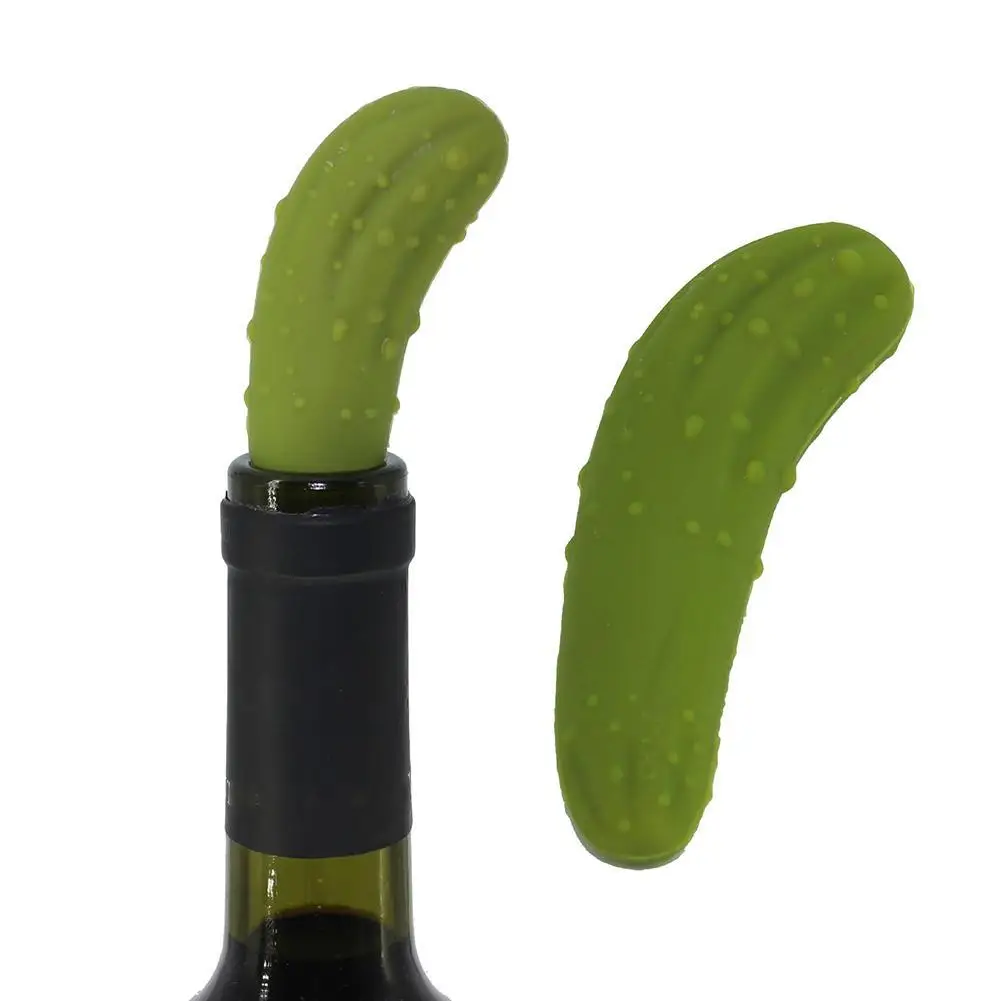 

100pcs/lot Silicone Cucumber Plug Cork Bottle Stopper Resealable Red Wine Silicone Cork Tools Cucumber Shape Design Accessory