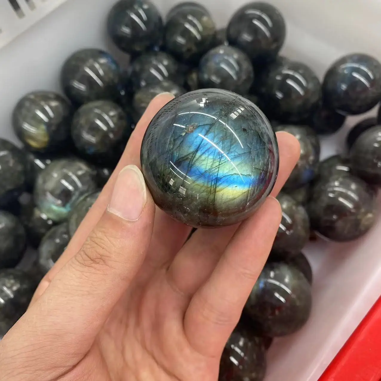 

1 Piece Free Woodbase Natural Labradorite Ball Spheres For Home Decoration
