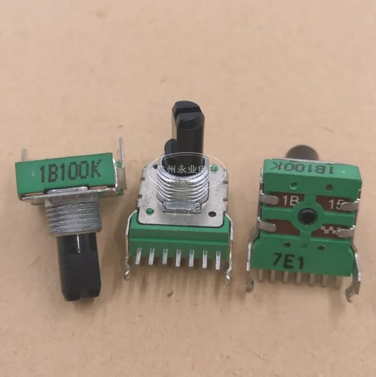 1 шт., двойной потенциометр RK14 B100K, Длина ручки 15 мм 1 шт., двойной потенциометр RK14 B100K, Длина ручки 15 мм