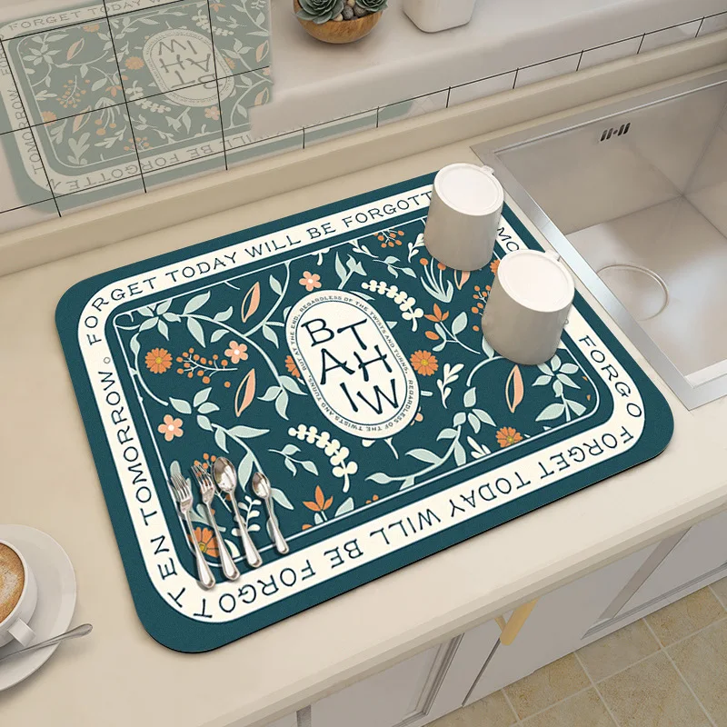 

Kitchen Countertop Drain Mat Diatom Mud Absorbent Tabletop Tableware Dry Coasters Leave-in Tea Table Bar Mat