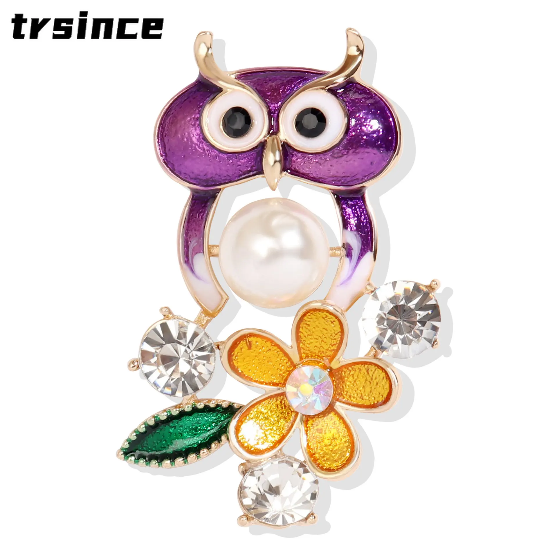 

Fashion Trendy Personality Creative Cartoon Cute Owl Brooch Pin Pearl Rhinestone Bird Corsage Animal Badges Luxury Accessories