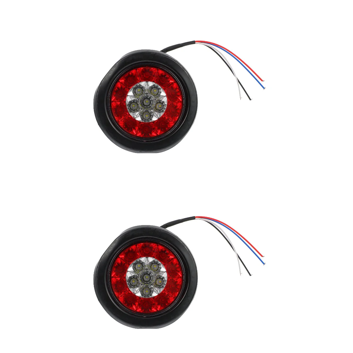 

2 Pack Water Proof Van Truck Tail Light LED Lights Red Turn Rubber Trailer Round