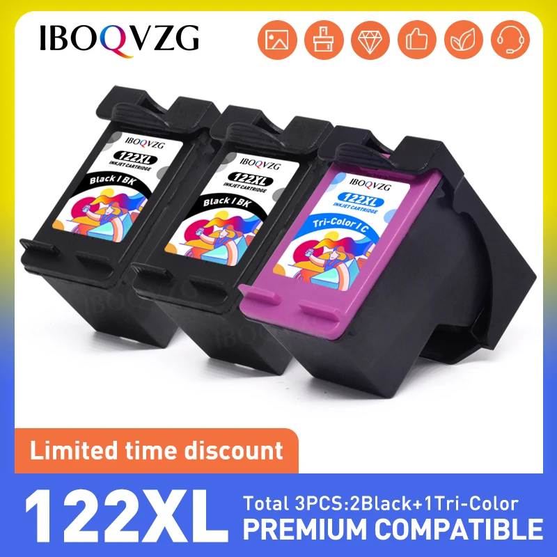

IBOQVZG Ink Cartridge 122XL Replacement For HP 122 XL Deskjet 3050a 3051a 3052a 3054a 3055a 3056a 3057a 3059a 3510 3511 Printer