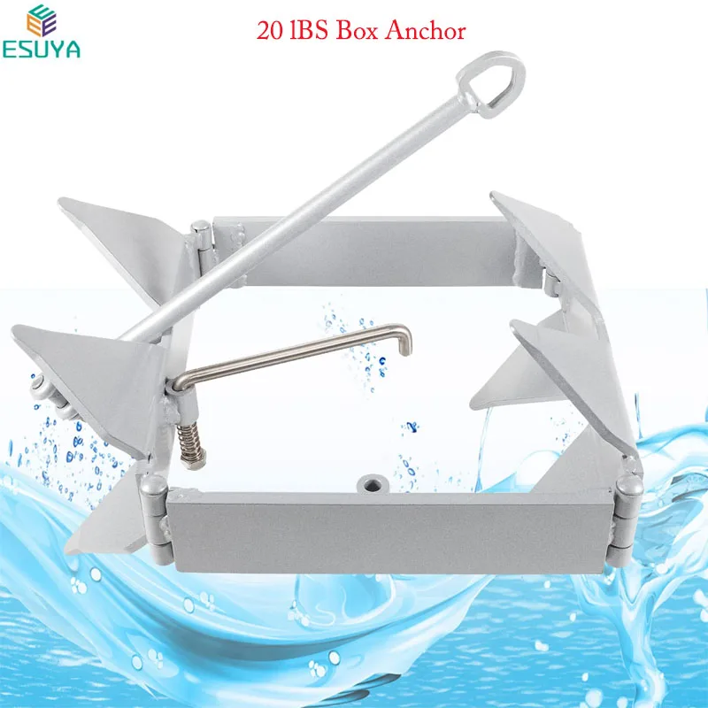 ESUYA 20 LB Box Fold Hold Anchor Fit for 18 to 30 Feet Offshore Sport Boats & 24 Feet Cabin Cruisers Galvanized Steel