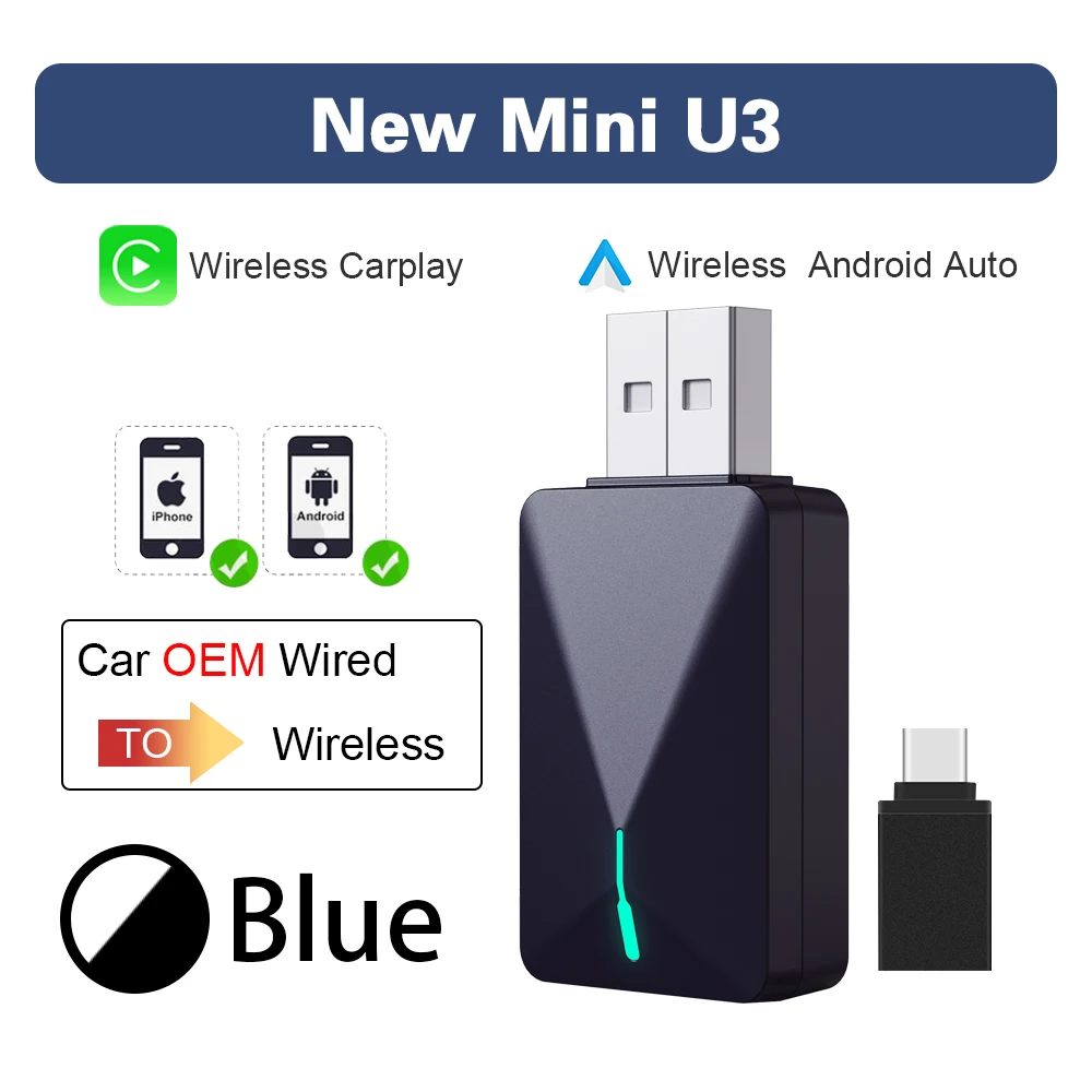 

Для Honda Mini U3 2-в-1 беспроводной автомобильный адаптер CarPlay Android Plug & Play Smart Mini Box конвертер проводной CP/AA в беспроводной CP/AA