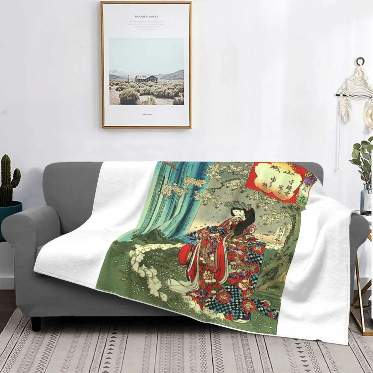 

Manta clásica japonesa de Geisha para mujer, colcha a cuadros para cama, colcha térmica 150