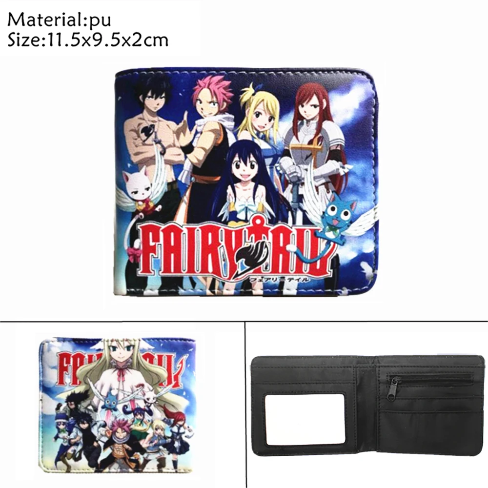 

Anime Fairy Tail Natsu Print Wallet Cartoon Leather Bifold Zipper Coin Pocket Photo Credit Card Holder Unisex Casual Purse Gift