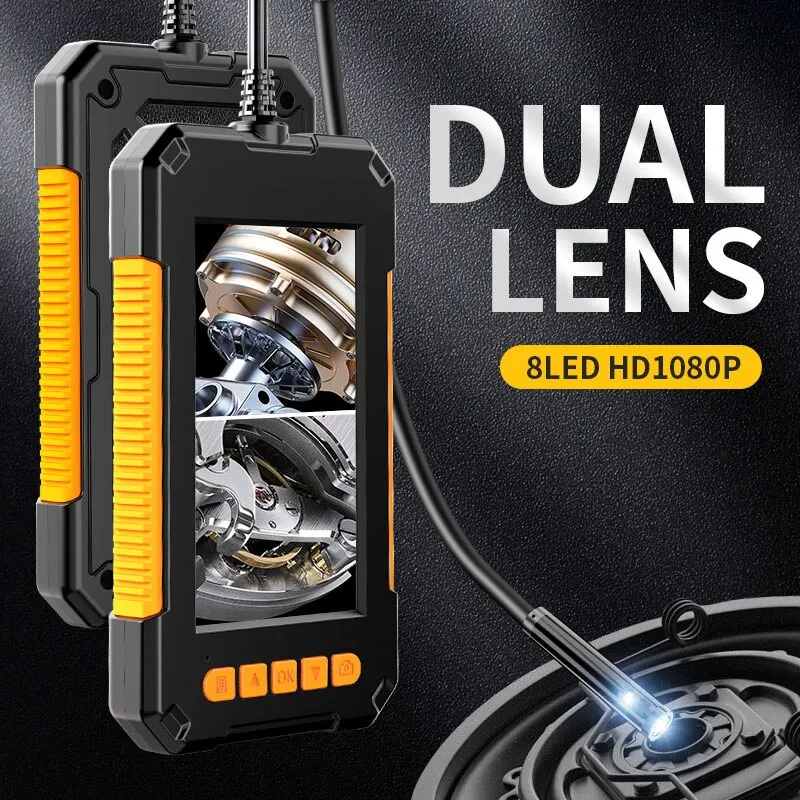 Industrial Endoscope Camera 1080P 4.3 Inch IPS Single Dual Lens Pipe Car Inspection Borescope IP68 Waterproof With LED