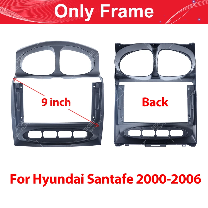 Фото Для Hyundai Santafe 2000-2006 9-дюймовый автомобильный радиоприемник android фасция мультимедийный компакт-диск mp5 видео Аудио стерео панель рамка жгут проводов. №2